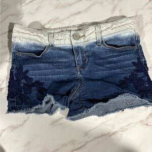 SO Denim Ombre Shorts with Floral Embroidery